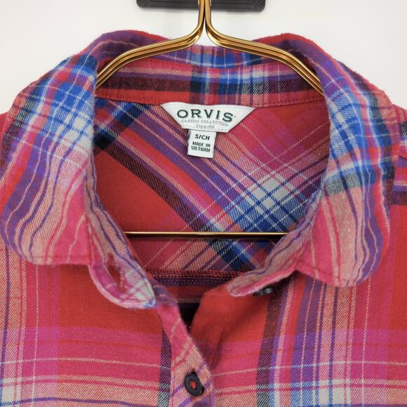 Orvis Women's Button Down Collared Long Sleeve Plaid Flannel Shirt - Size S -GUC - Picture 3 of 15